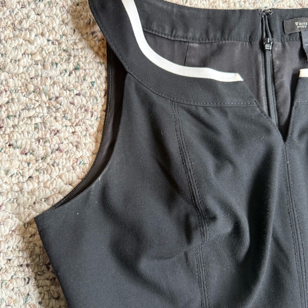 White House Black Market Sleeveless Split Neck Built-in Belt Sheath Dress Size 8 - Picture 5 of 11